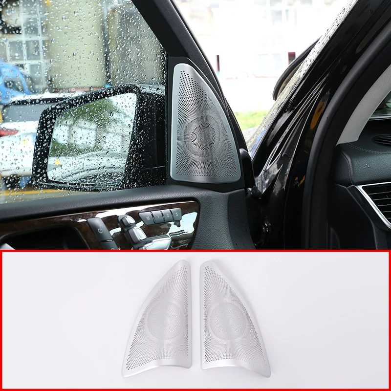 

For Mercedes Benz ML GL GLE GLS 12-19 Aluminum Alloy Silver Car Door Audio Tweeters Speaker Cover Trim Sticker Car Accessories