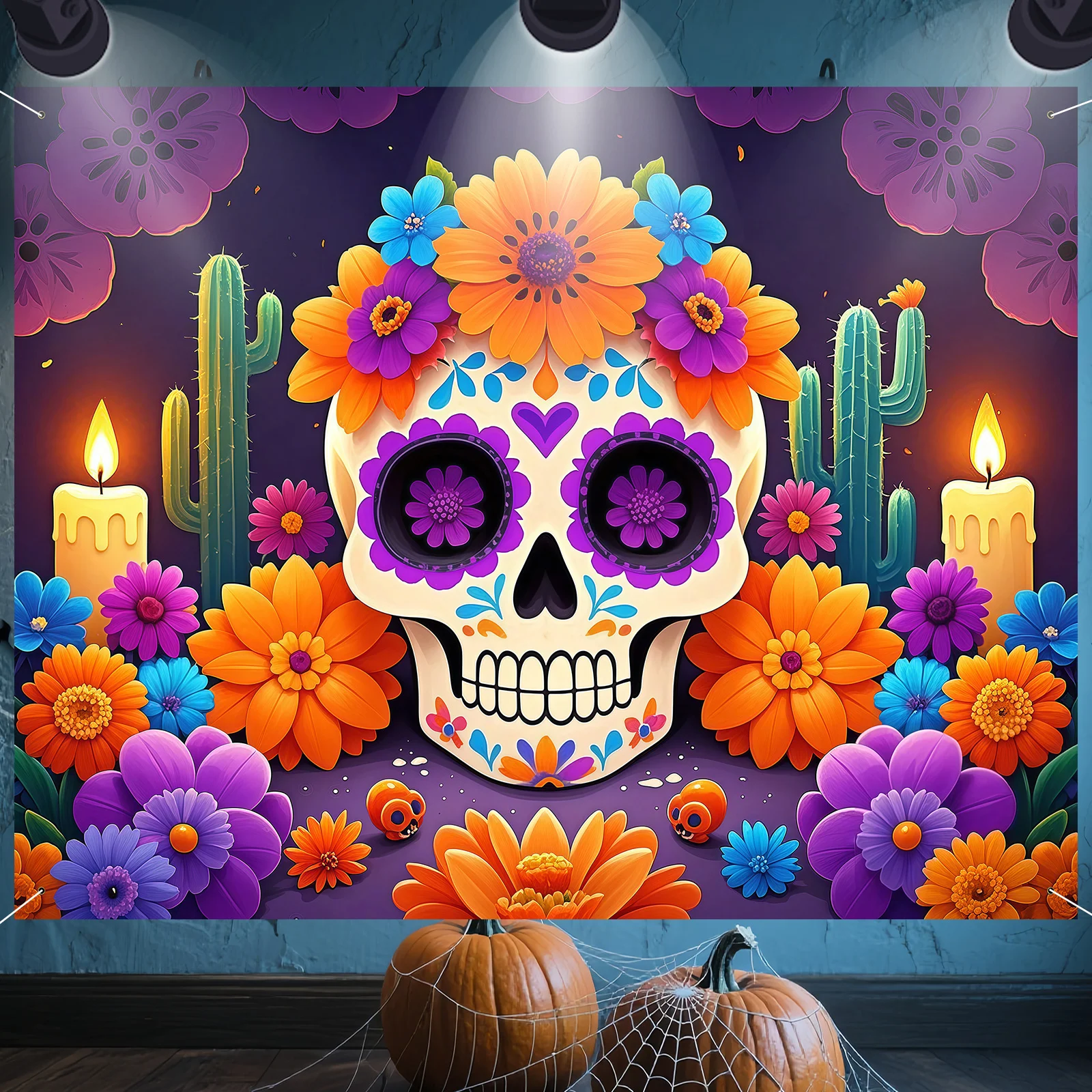 One piece of deceased festival skull floral canvas with vivid Mexican-themed designzyc