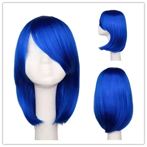 Synthetic Short Bob Straight Hair with Trimable Bangs Lolita Gradient Pink-Blue-Purple Women's Cosplay Wig