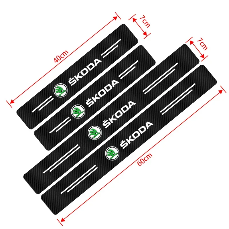 Carbon fiber threshold sticker for cars Pedal protection sticker For Skoda octavia a5 a4 mk1 2 fabia superb rapid mk3 yeti 2006