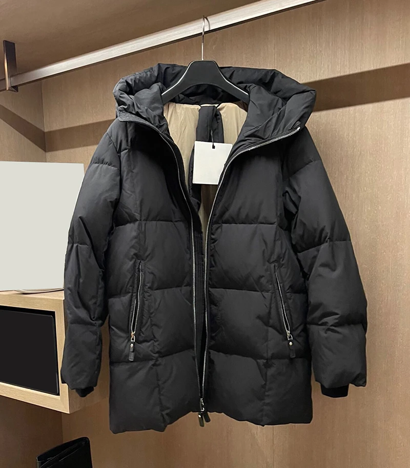 Female Winter Overcoat Duck Down Warm New Feather Thick Long Sleeve Casual Oversized Hooded Zip Coats Puffer Down Jacket Women