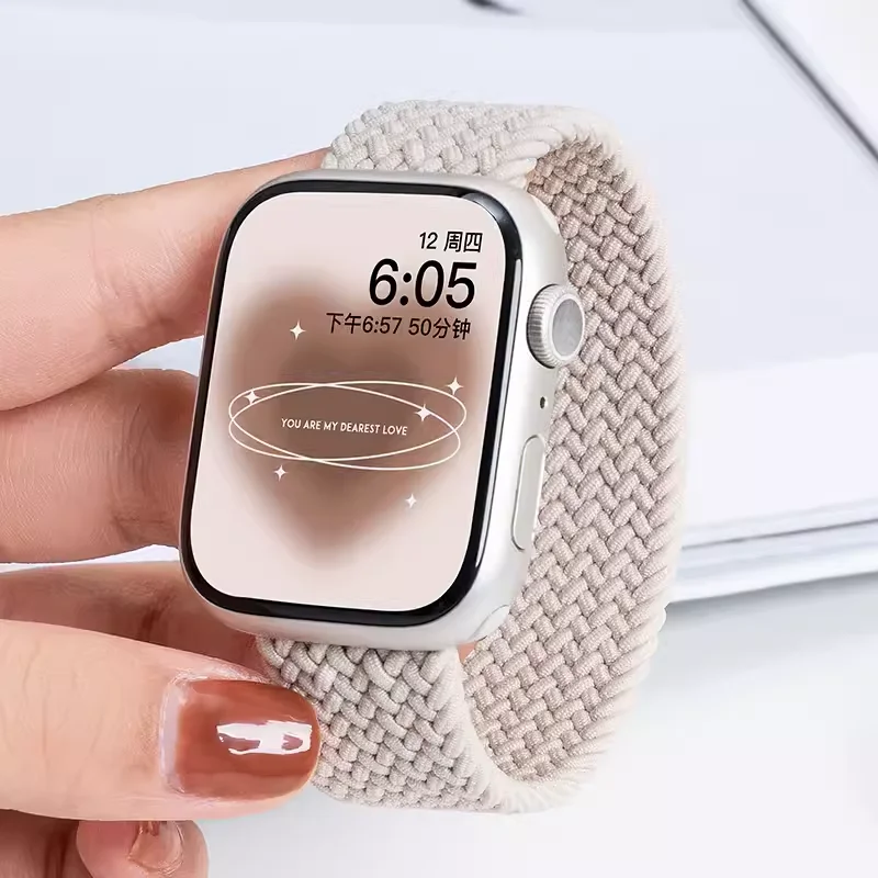 Pulseira trançada para apple watch, pulseira 44mm 45mm 41mm 49mm 46 42mm 40 nylon correa iwatch série 11 10 6 7 8 9 5 ultra 3 se