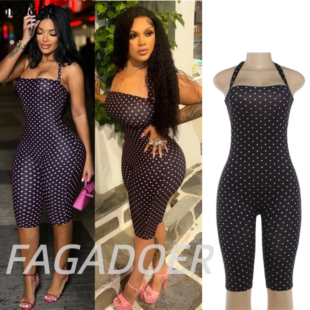 

Модный трендовый комбинезон FAGADOER с принтом в горошек, женский облегающий комбинезон с завязками на шее, сексуальный женский комбинезон-плейсьют, новинка 2026 года