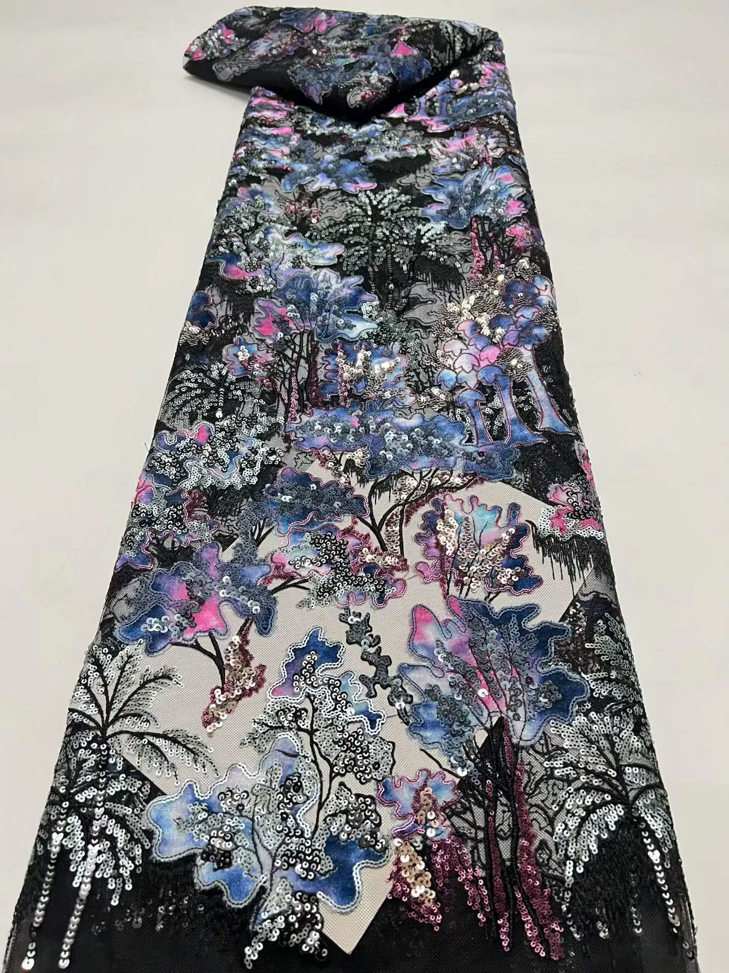 

African Lace Fabric High Quality 2026 Nigerian Lace Beaded Sequins French Net Fabric 5 Yards For Sewing Party Wedding Dresses