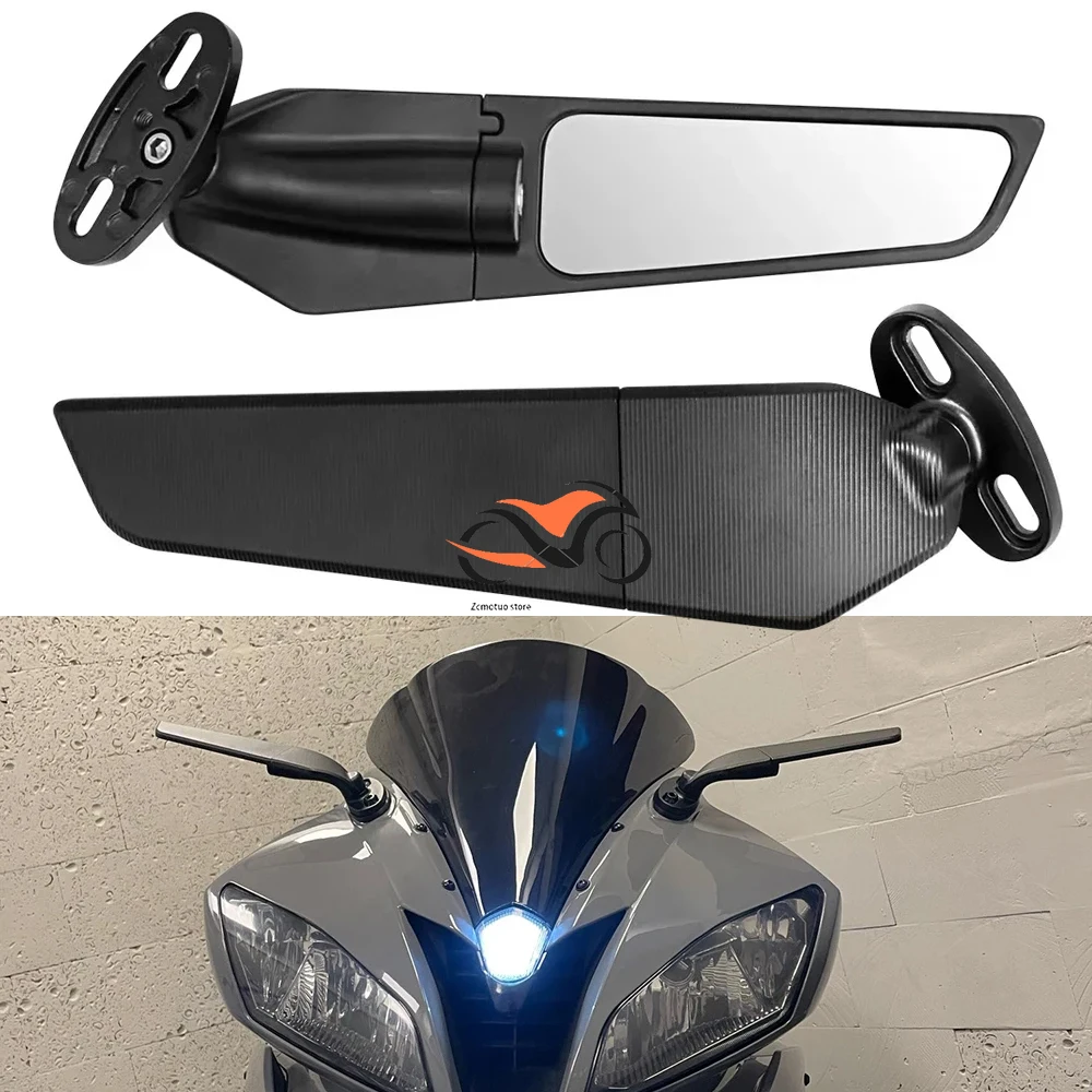 

For YAMAHA YZF R1 R6 R25 R3 R125 R15 FZ6R R6s Mirrors Wind Wing Adjustable Rotating Side Rearview Mirror Motorcycle Accessories