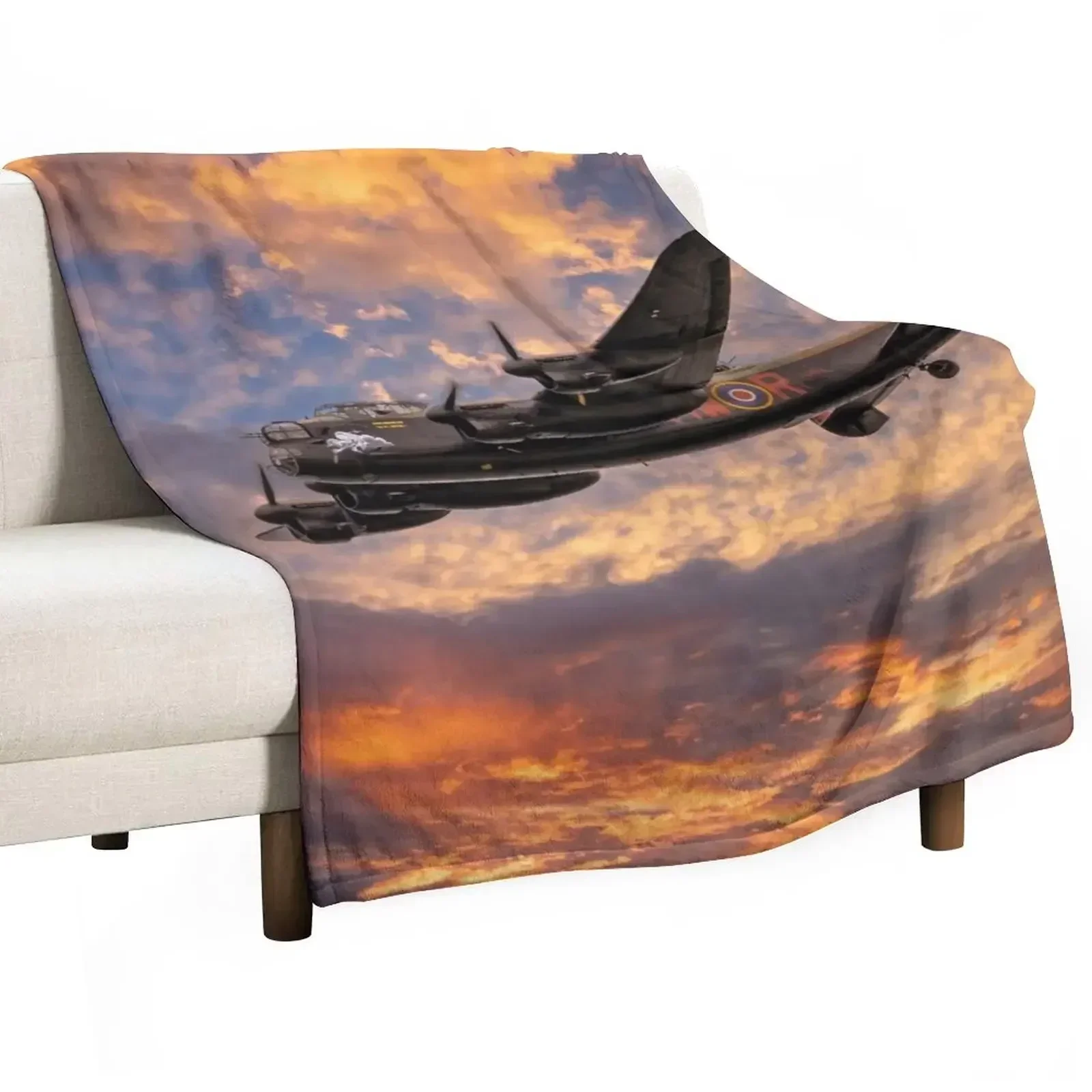 Avro Lancaster Bomber Throw Blanket Decoratives Shaggy Blankets