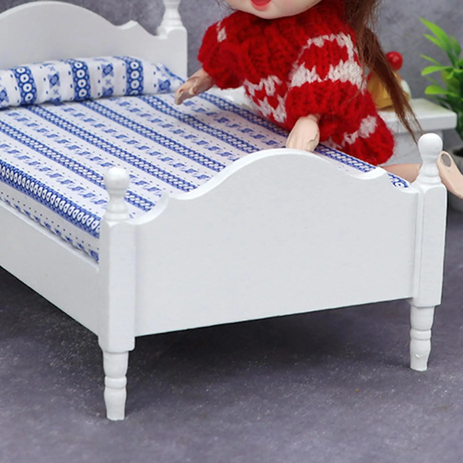 1:12 schaal poppenhuis eenpersoonsbed slaapkamermeubilair poppenhuis decor accessoire