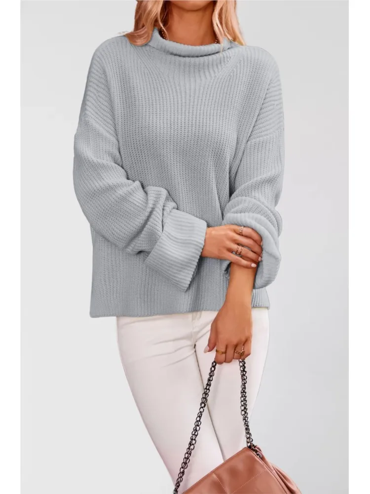 

New Autumn And Winter Long-sleeved Sweater Women's Simple Solid Color Flared Sleeve Pullover Round-neck Sweater Knitwear Tops