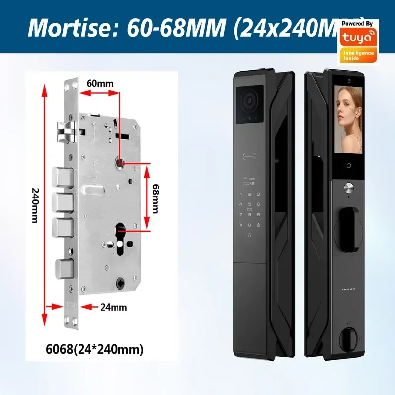 Biometric Door Lock Facial Recognition Smart Password Lock Tuya WiFi Fingerprint Cameras Intercom Monitoring Anti Theft