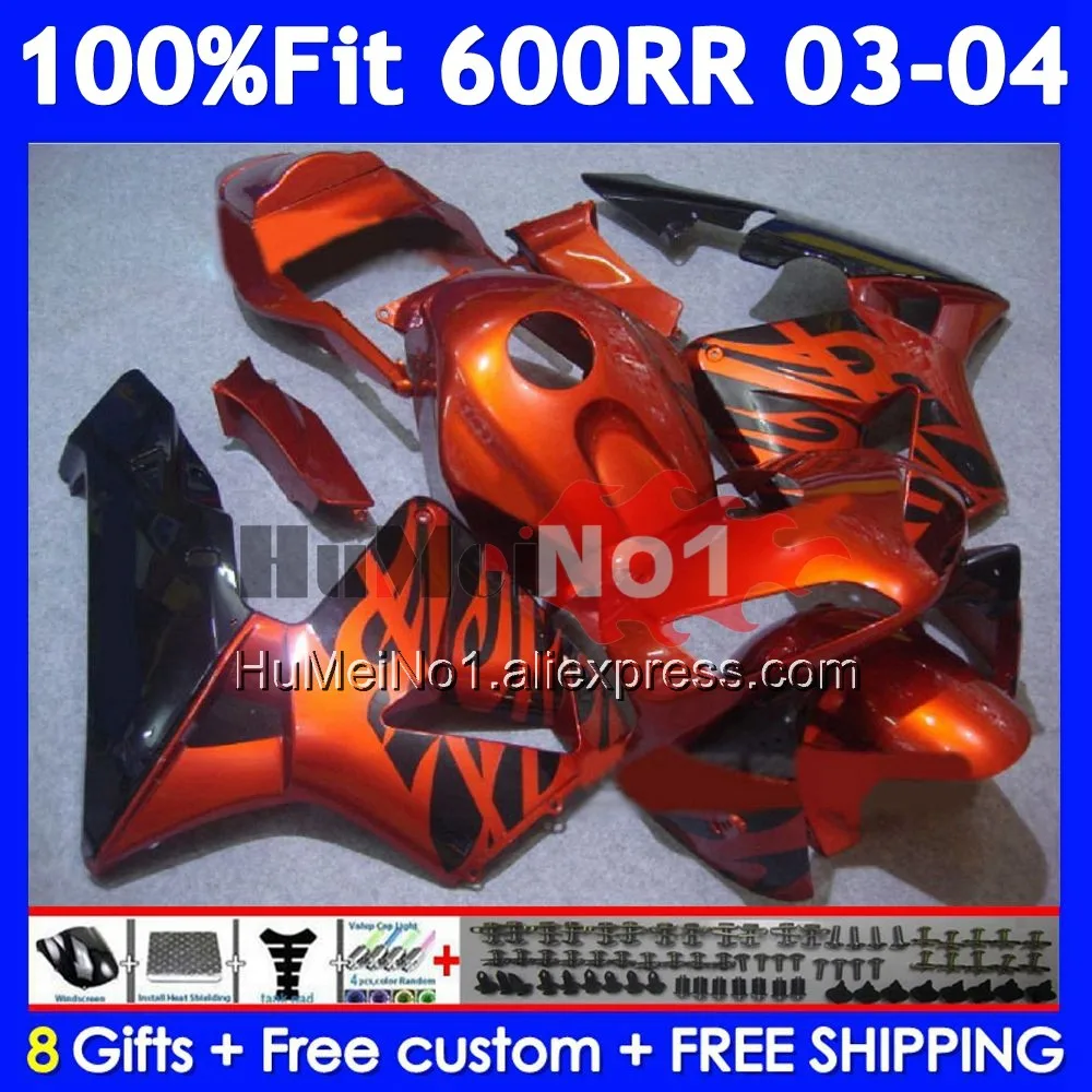 Injection For HONDA CBR600RR CBR 600RR 600F5 600CC 40No.104 CBR600F5 orange blk CBR 600 CC CBR600 RR F5 2003 2004 03 04 Fairing