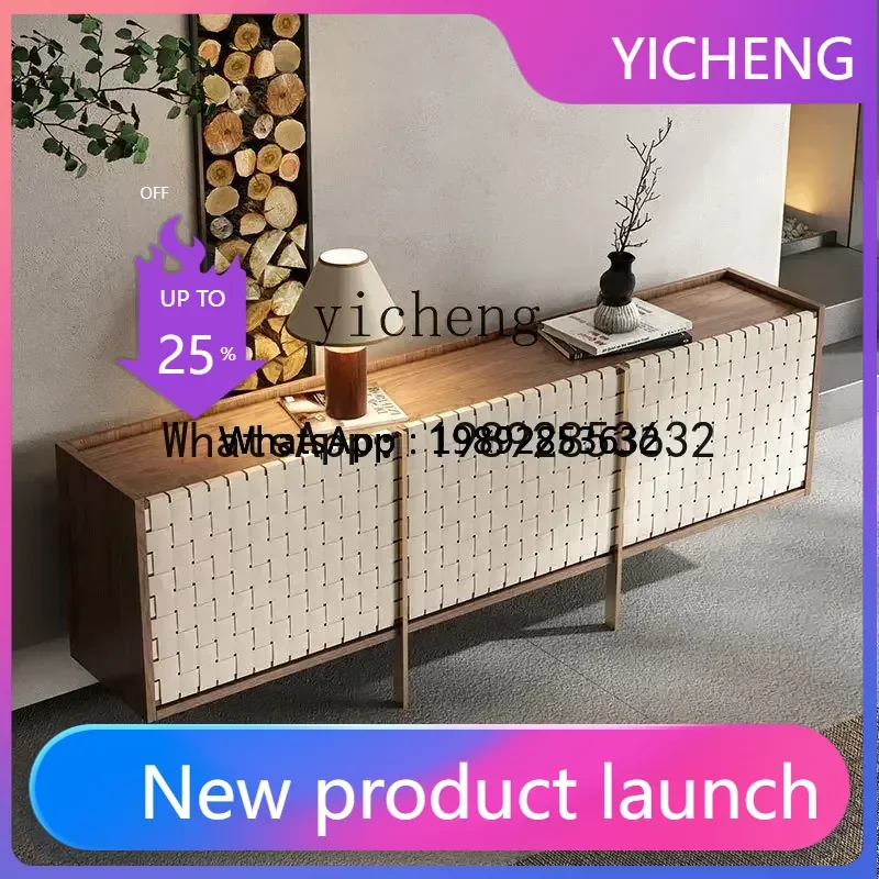 

L1 Nordic Light Luxury Walnut Side Cabinet Locker Modern Simple Entrance Cabinet