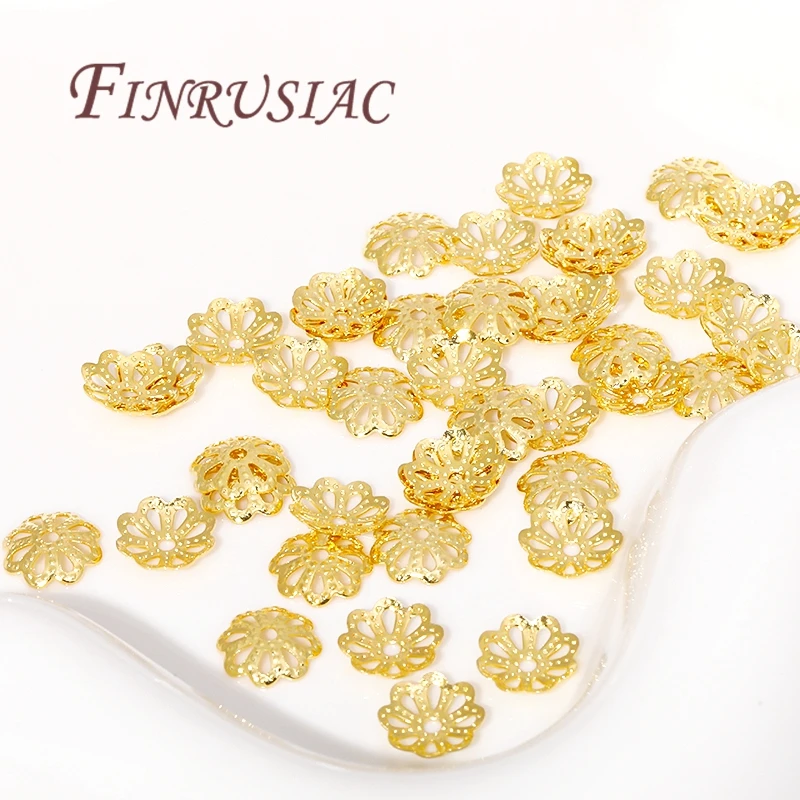5mm 6mm 8mm Perlenkappen für Schmuckherstellung 18K vergoldetes Messing Blumenperlenkappen für DIY Armbänder Zubehör Erkenntnisse – Detail 9
