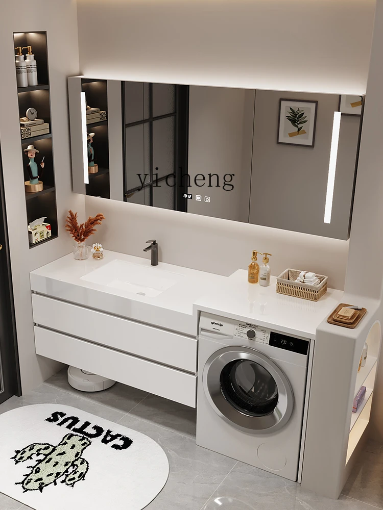 a2 Washing Machine Bathroom Cabinet Balcony Rock Board Ceramic Wash Basin Bathroom Washstand
