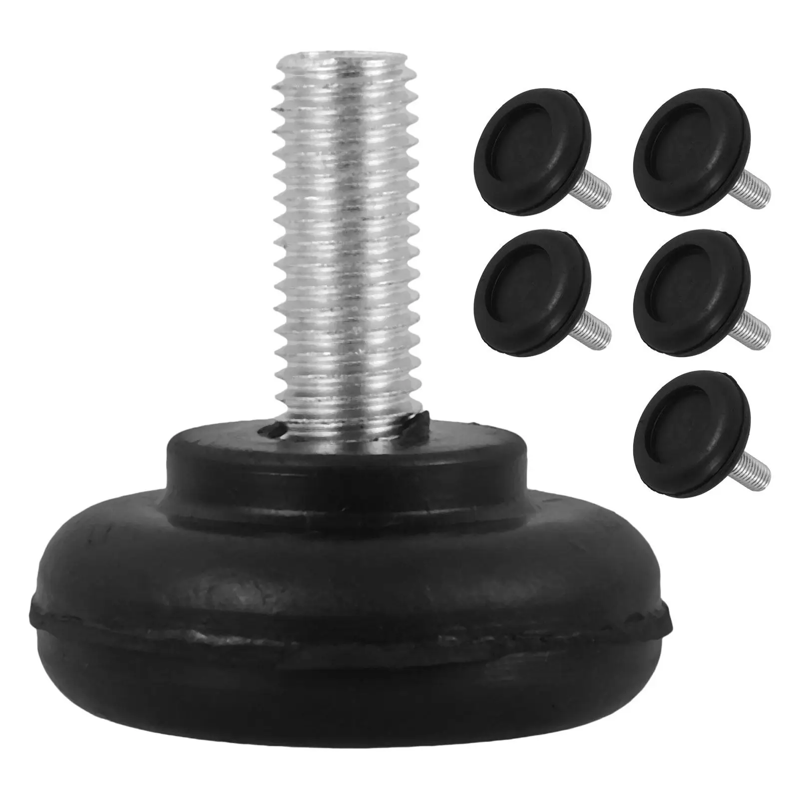 6pcs Adjustable Furniture Levelers M 12 Screw In Shock-Absorbing Rubber Foot Pads Table Legs Grippers Leveling Table Feet