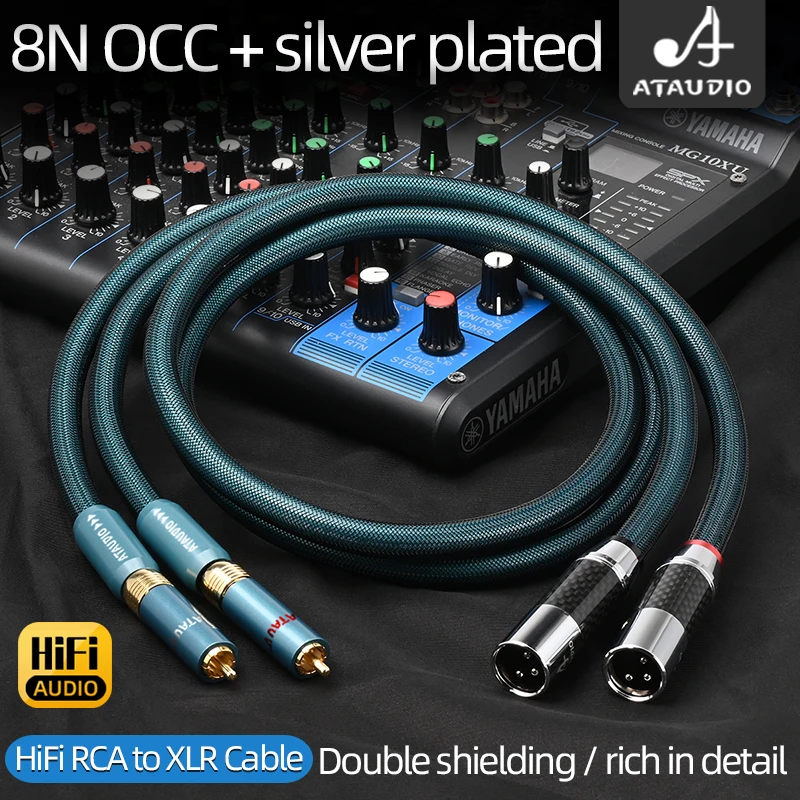 HiFi RCA to XLR Audio Cable Hi-end 8N OCC Silver-plated 2RCA Male Stereo to 2XLR Male&Female Adapter for DAC Amplifier