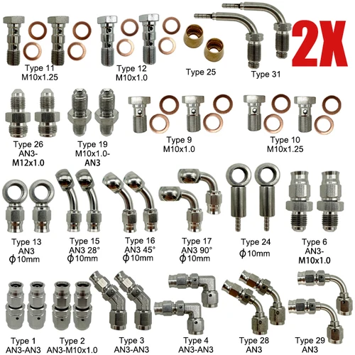 2X acero inoxidable 3AN motocicleta Motor bicicleta freno hidráulico aceite manguera línea Banjo montaje 10MM 0/28/45/90 °   Adaptador de extremo de manguera de freno