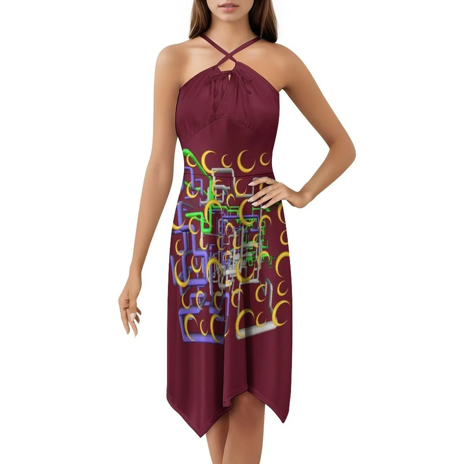 فستان دان فلاشز نمط رائع تيم روبنسون 17 أصفر أخضر بوهيمي بدون أكمام متعدد الطباعة فستان حفلات عطلة الشاطئ أعتقد #1