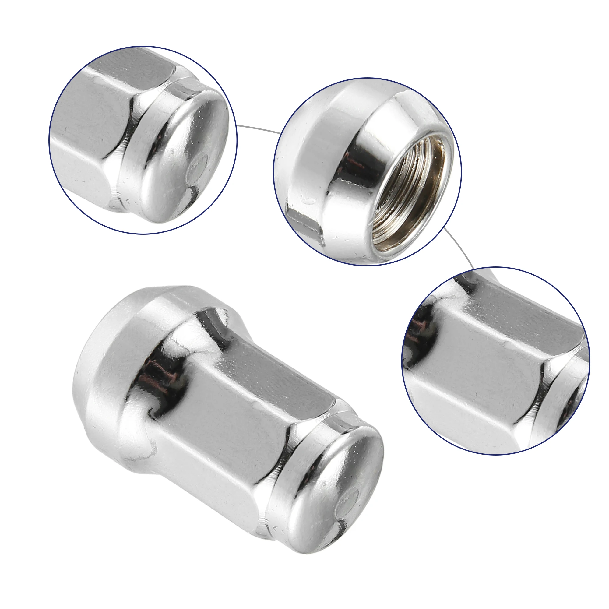 UXCELL 1 Set M12x1.25 Car Heptagon Lug Nut 32mm Screw with Socket Key Silver Tone