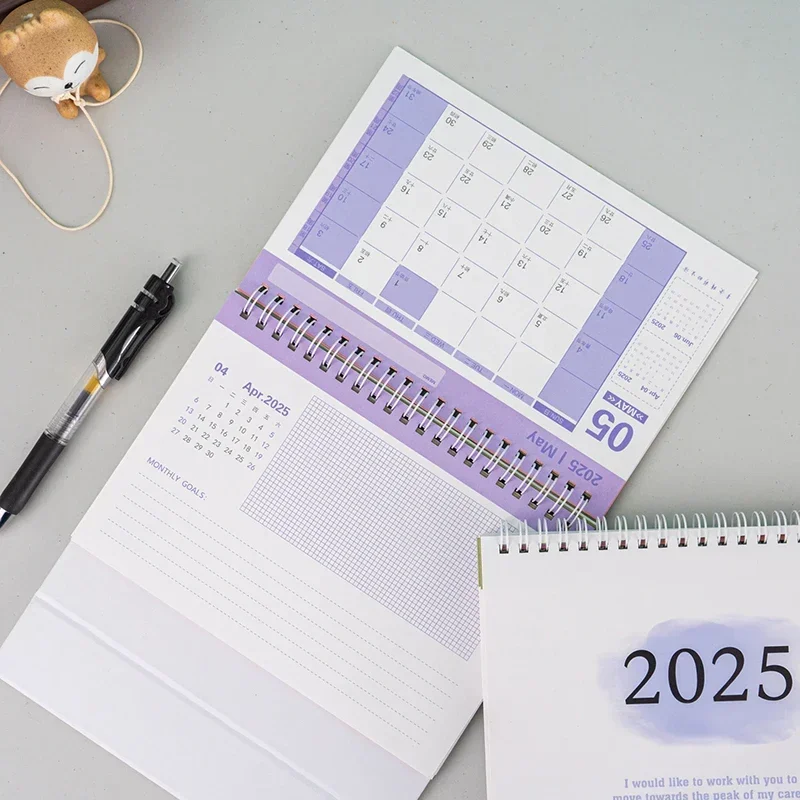 Large 2025 Desk Calendar Kawaii To Do List Simple Coil Calendar Desk Decor Daily Planner Time Manegement Schedule Organizers
