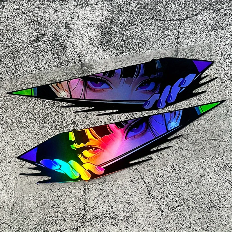 1 زوج أنيمي عيون JDM ملصقات السيارات مقاوم للماء موتو الجبهة هدية لوحات جانبية خزان الوقود سكوتر كهربائي نافذة السيارات شارات الفينيل #5