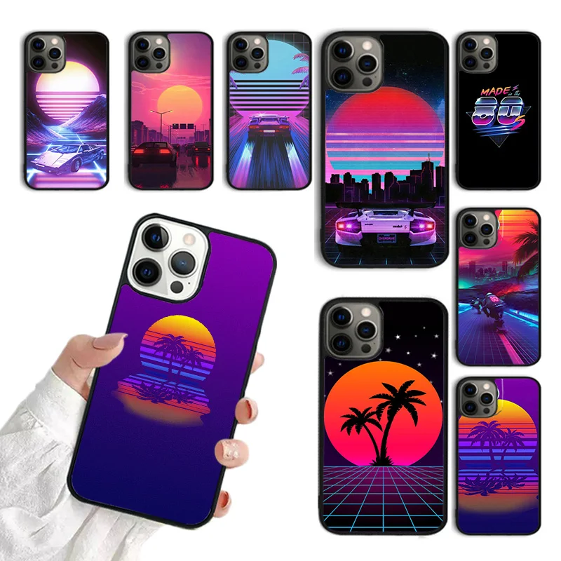 Synthwave 80's Retro Art Phone Case For iPhone 15 16 SE2020 11 12 13 14 Pro Max Mini Cover For iPhone Max 6 7 8 Plus Fundas