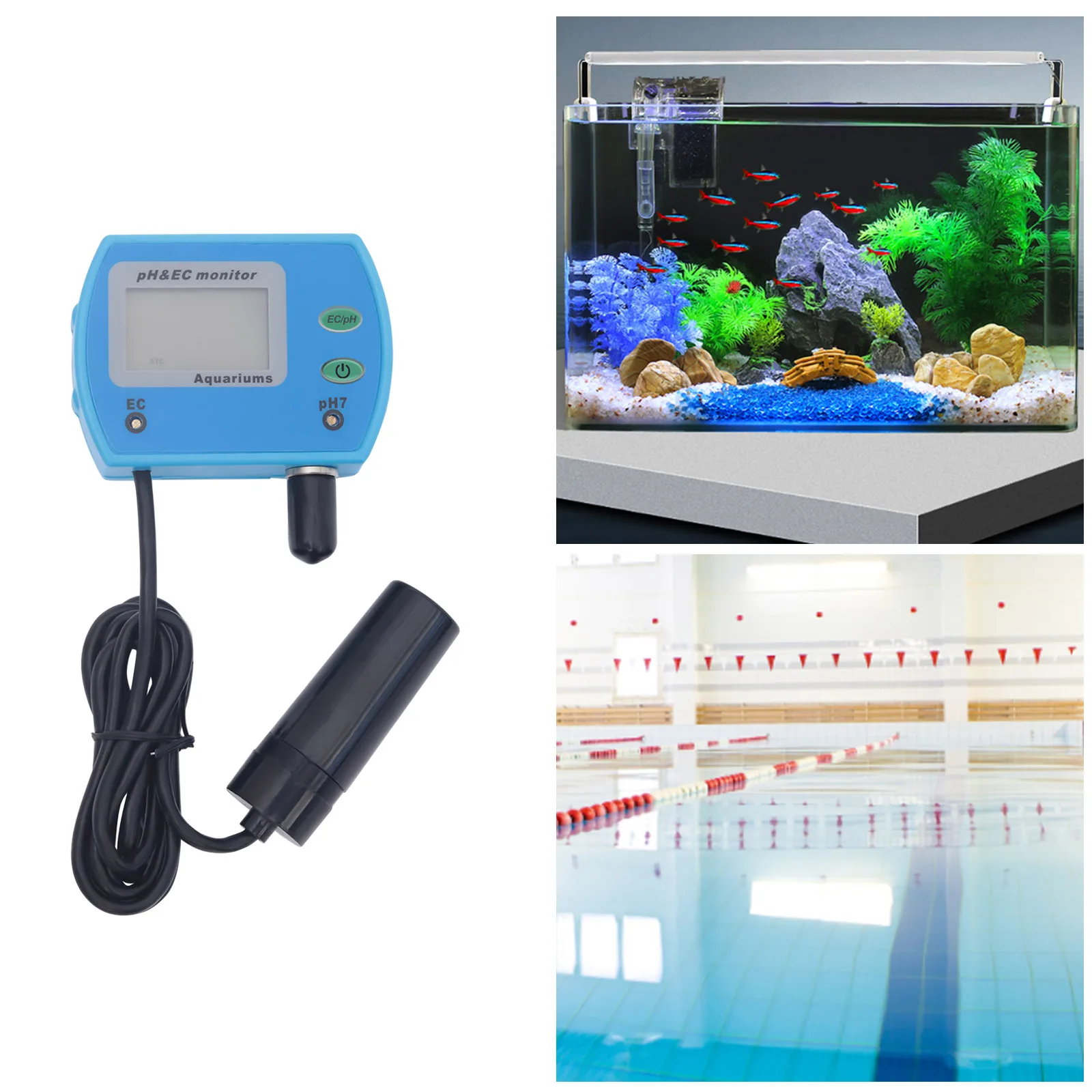 Sonde de mesure PH/ORP 2-en-1 pour la qualité de l'eau, kit de test de capteur de pH 0~14 pour aquarium