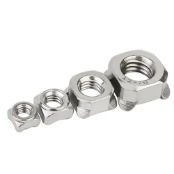 10pcs M3 M4 M5 M6 304 Stainless Steel Square Welding Nut Spot Welding of four Angle Nuts Square Weld Nuts Screw Cap