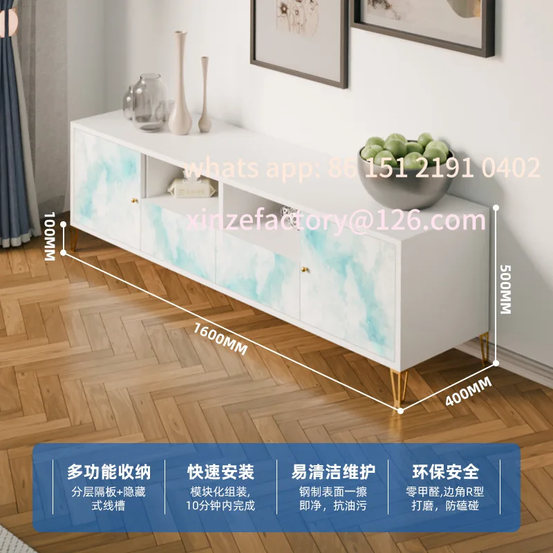 

Customizable household wrought iron living room TV cabinet Modern simple high-end steel storage integrated TV cabinet