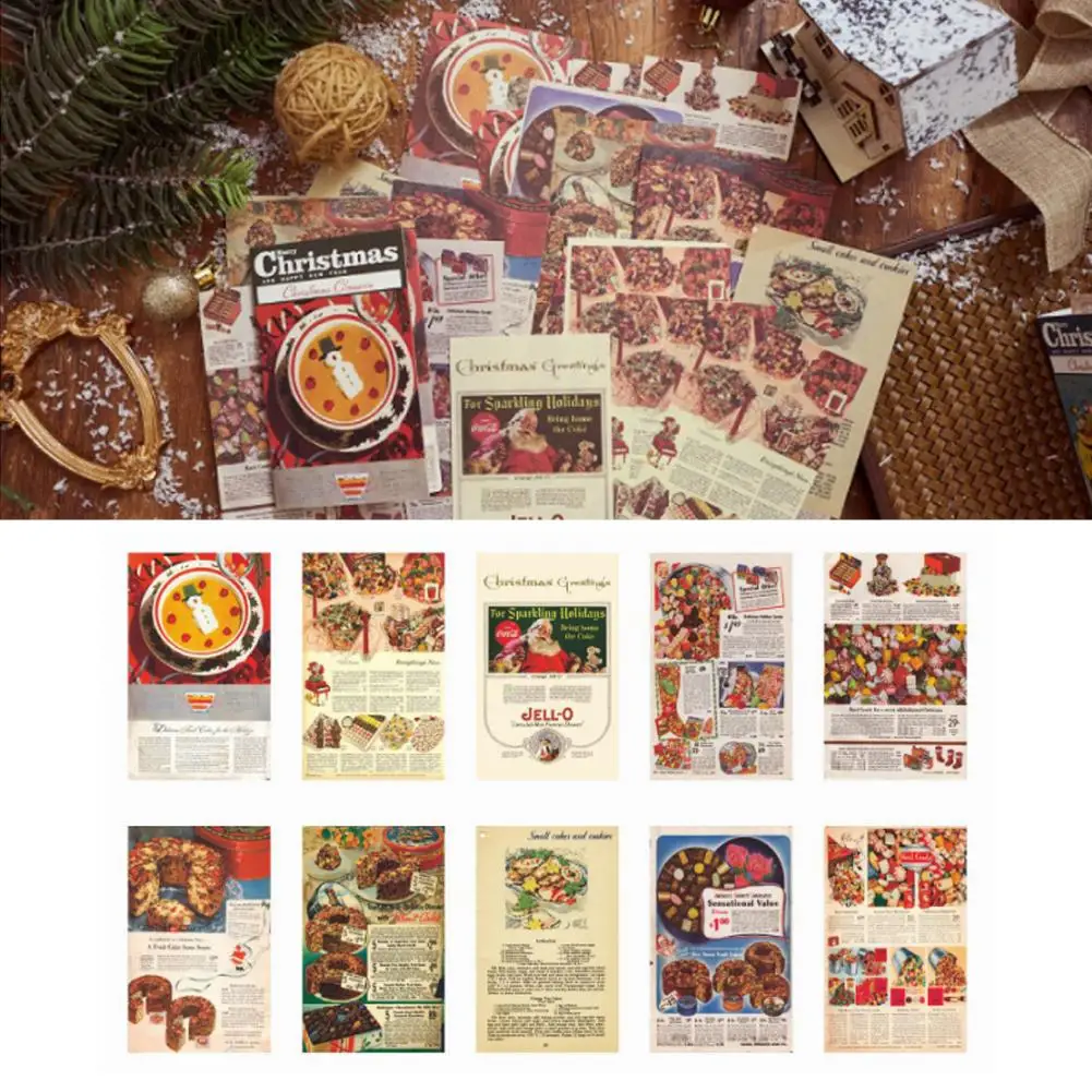 Natal temático material papel vintage decorativo scrapbooking mão conta diário papel de fundo m5v9