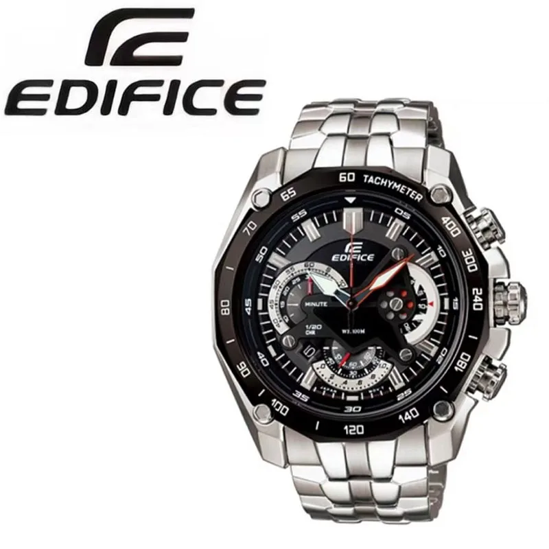 

Мужские кварцевые часы со стальным ремешком EDIFICE, часы серии EF-550, календарь, мужские часы с черным циферблатом в деловом стиле