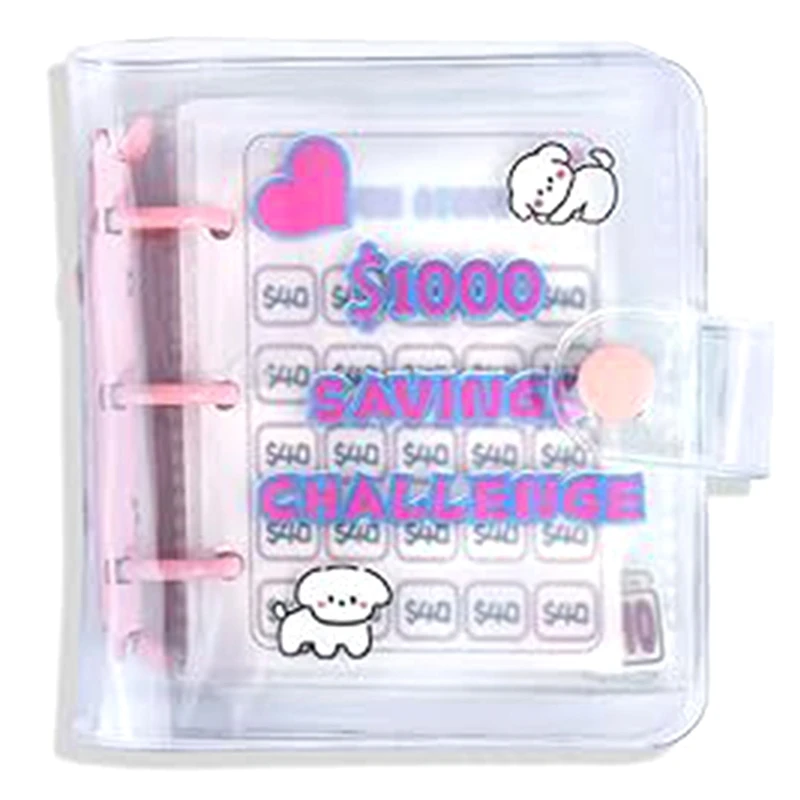 1000 Savings Challenge Mini Binder With Envelopes, Storage Budgeting Binder Budget Book Cash Saving Challenge Box Kit