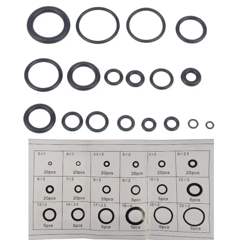 Oil Water Resistant Rubber O Ring Kit 225Pcs Multi Sizes for Industrial Plumbing Automotive Repair Use
