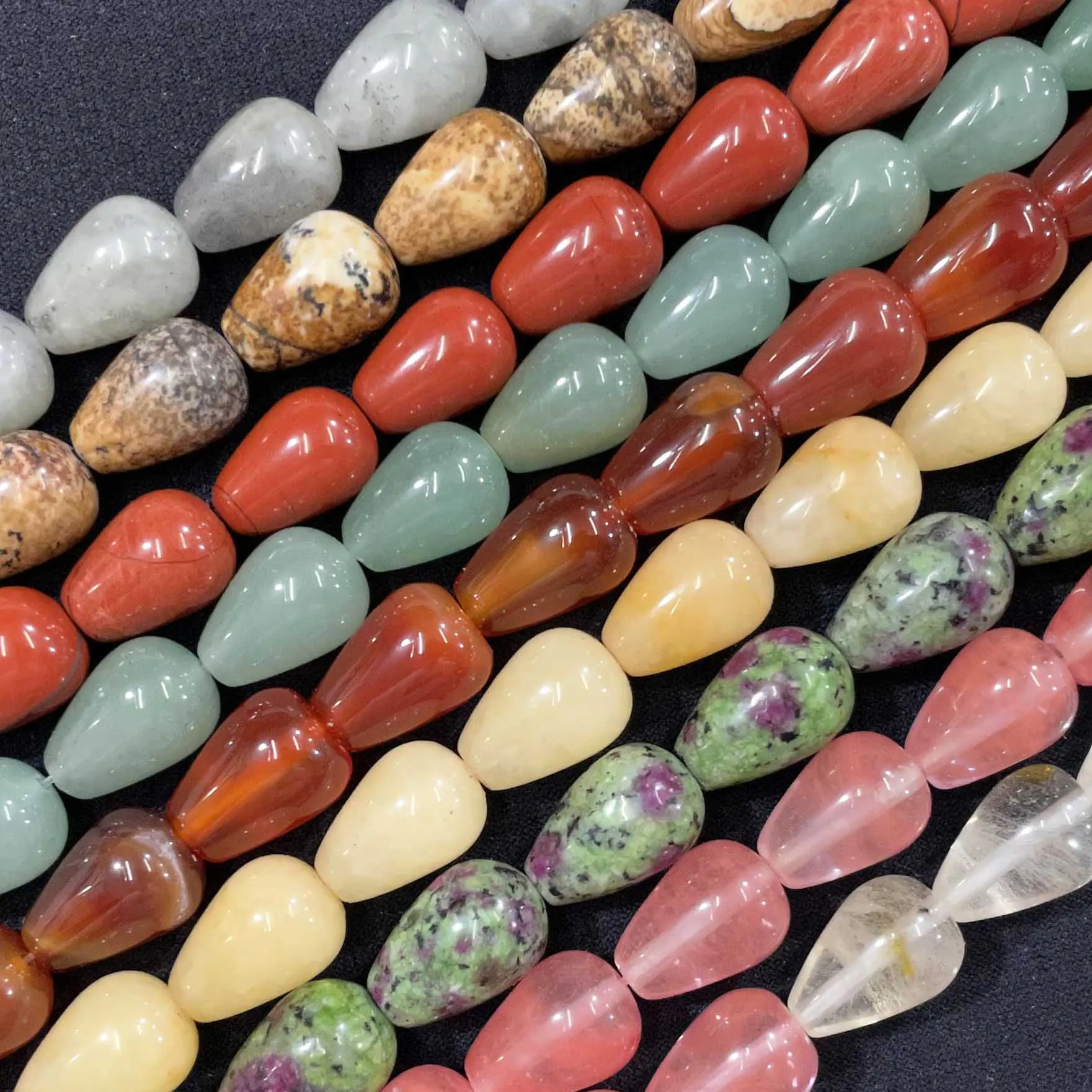 Perles de goutte d'eau en pierre naturelle, 10x14MM, Agates, Aventurine, Quartz, Turquoises, entretoise ample pour bricolage, Bracelet, collier, fabrication de bijoux