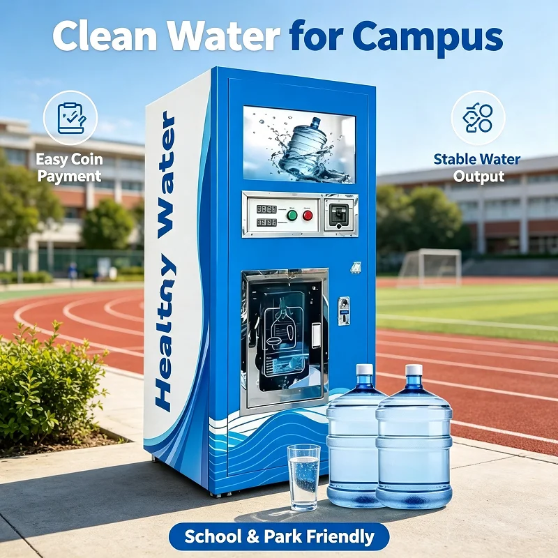 Purified Water Vending Machine, RO Dispenser with Coin & Card Payment, Ice & Temp Control, for Outdoor Mall, Gym, Factory FL