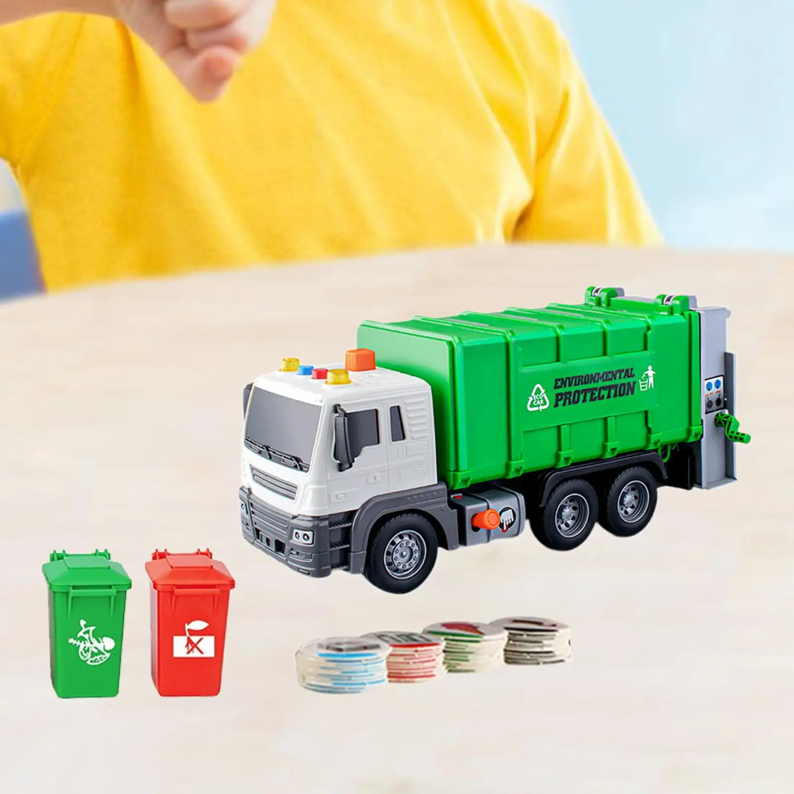 

Large Garbage Truck Toy Dumping Function with Trash Can Educational for Age 3-7 Years Old Girls Preschool Boys Birthday Gifts
