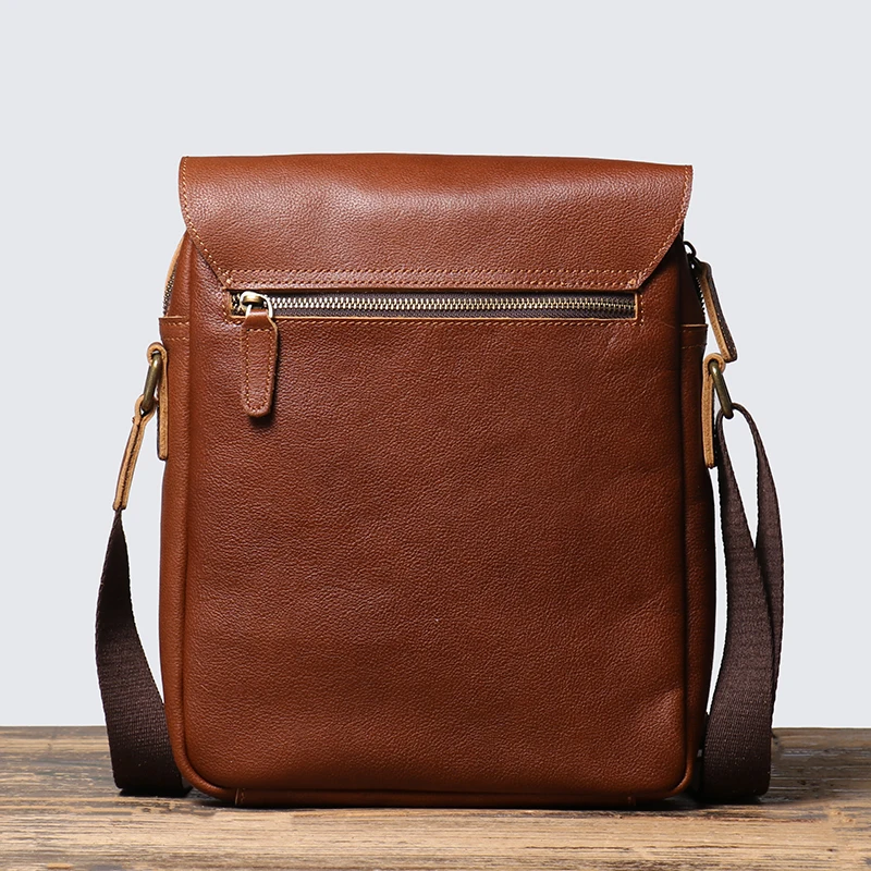 Imagem -04 - Estilingue de Ombro de Couro para Homens Moda Vintage Vegetal Bronzeada Crossbody 9.7 Mini Ipad