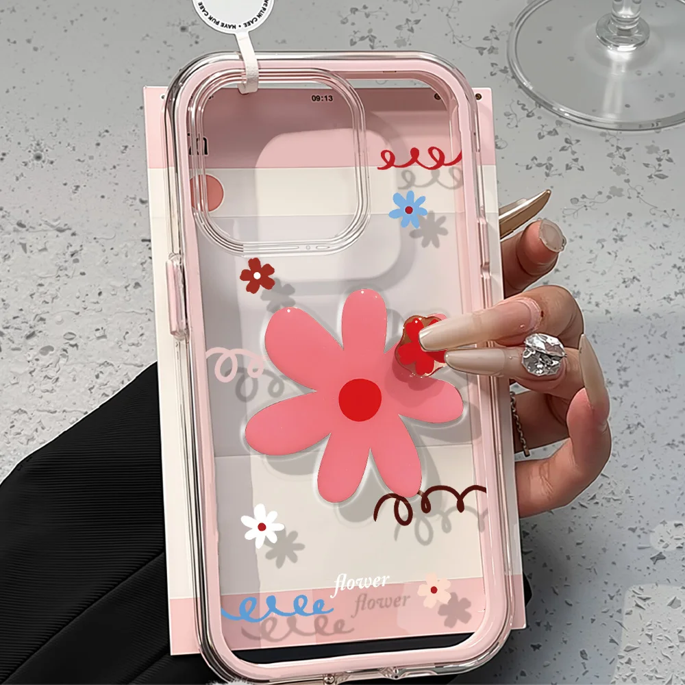 Weiche TPU Blumen-Bemalte Bonbonfarben Handyhülle für iPhone 17 Pro Max 16 13 11 15 14 12 Air 17promax 2-in-1 Transparente Schutzhülle
