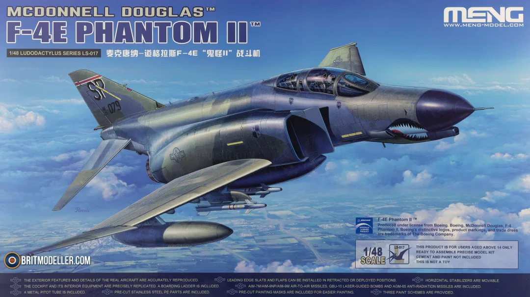 

MENG LS-017 McDonnell Douglas F-4E Phantom II 1/48 Military Assembled Scale Model Kit DIY Toy, Collection Birthday Gift