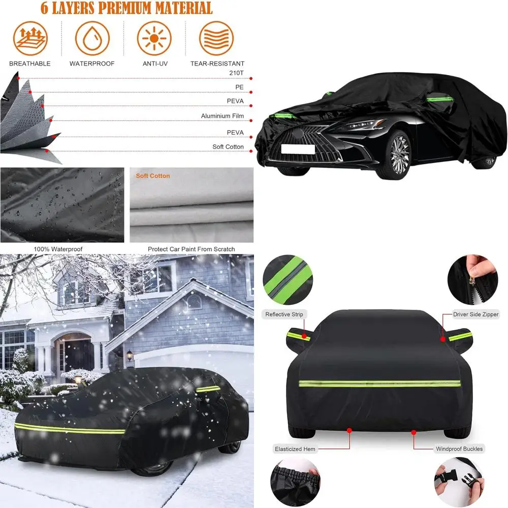 

Всепогодный чехол для автомобиля на заказ для моделей ES 2001-2023 годов, 6-слойная защита с дверцей на молнии и ветрозащитными ремнями