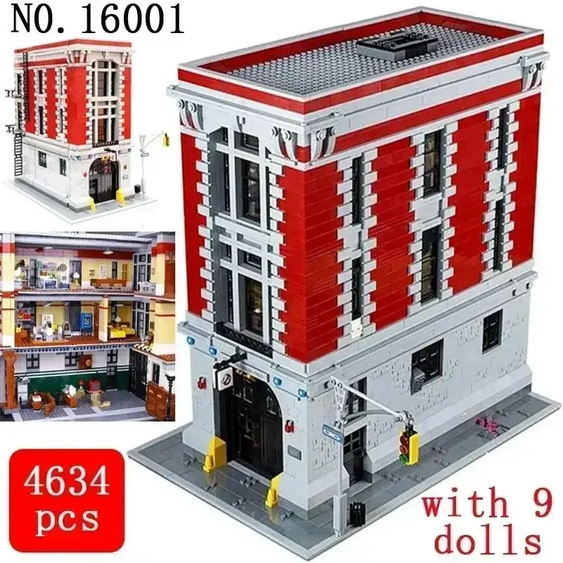 4634Pcs City Street View Ghostbusters Firehouse Headquarters 16001 Building Blocks Bricks Kit Compatible 75827 Kid Birthday Gift