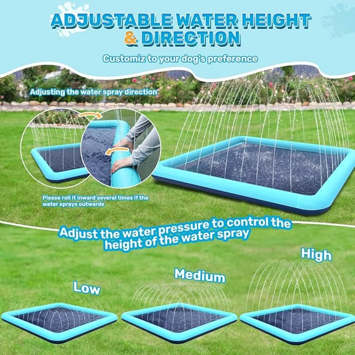 SplashEZ Almohadilla de salpicaduras extra grande de 89 pulgadas para niños y perros, grandes juguetes al aire libre para niños pequeños de 1 a 3 años y niños de 4 a SplashEZ Almohadilla de salpicaduras extra grande de 89 pulgadas para niños y perros, grandes juguetes al aire libre para niños pequeños de 1 a 3 años y niños de 4 a