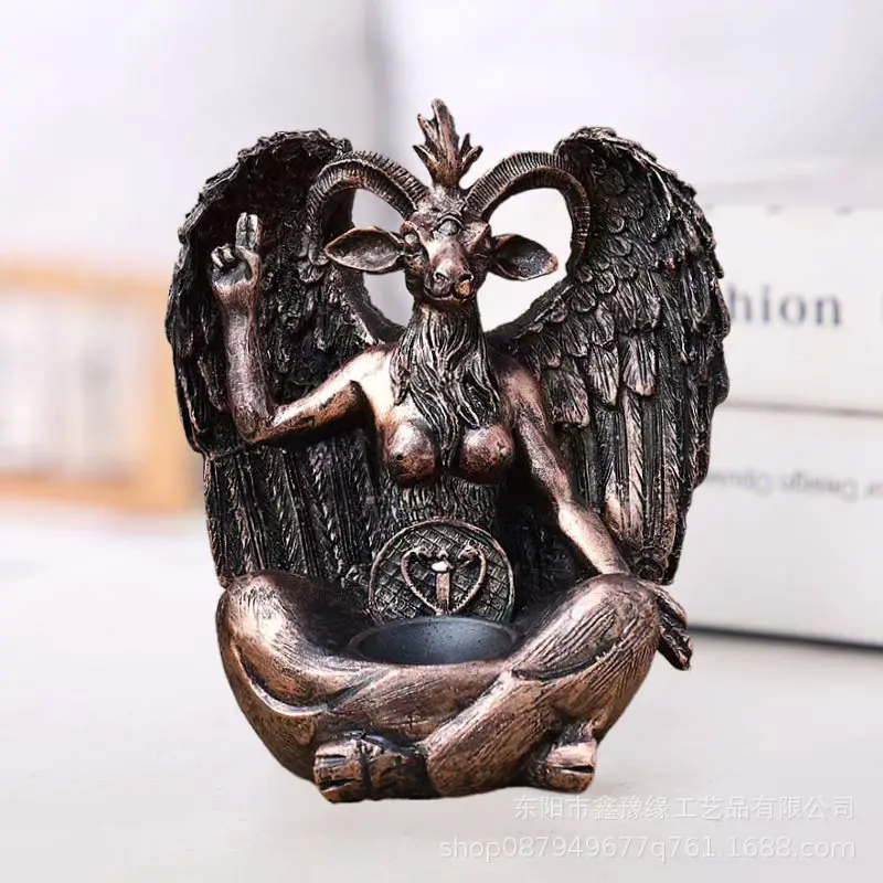 Gothic style meditation goat Satan crystal ball base bracket ornament