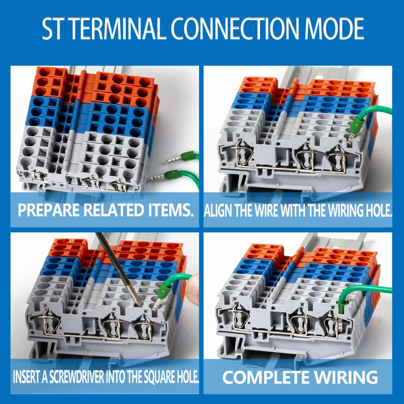 Spring wiring terminal ST4-TWIN terminal block direct insertion tool free 4-square combination type
