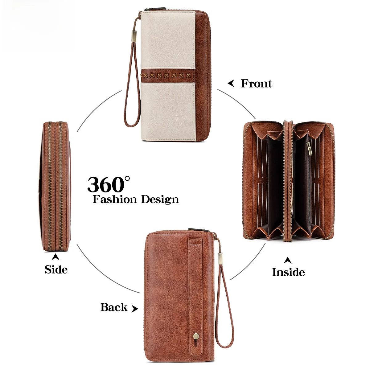 Dubbele Rits Grote Capaci Kleur Blo RFID Dames Portemonnee Charme Oneindige Lange Portemonnee Faionable Heren Polshand Handtas