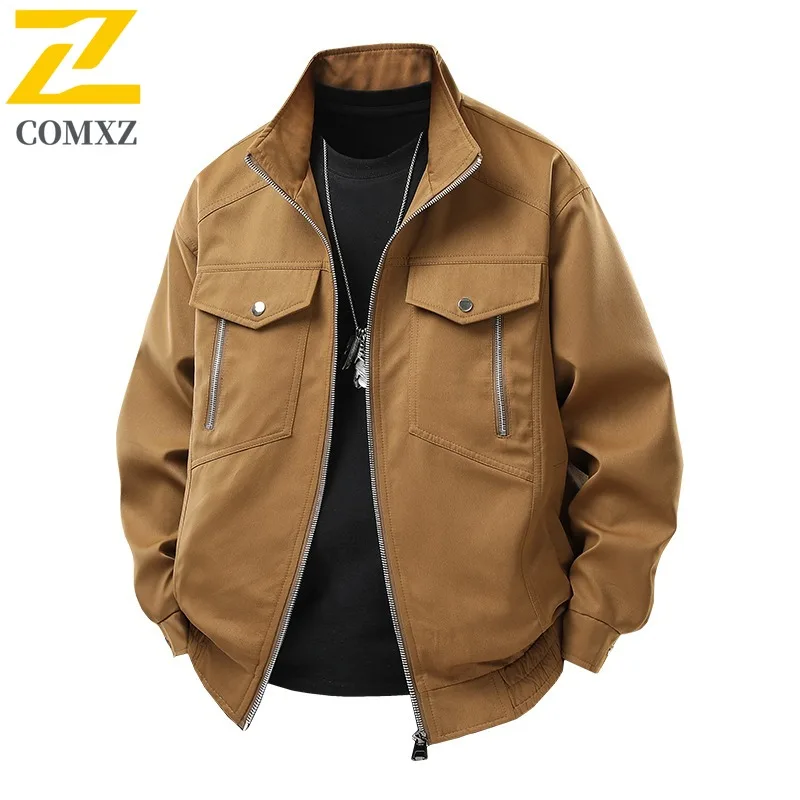 

COMXZ New Mens Jacket 2025 Motorcycle Style Korean Casual Trendy Coat Light Business Leisure Windproof Lightweight Clothing