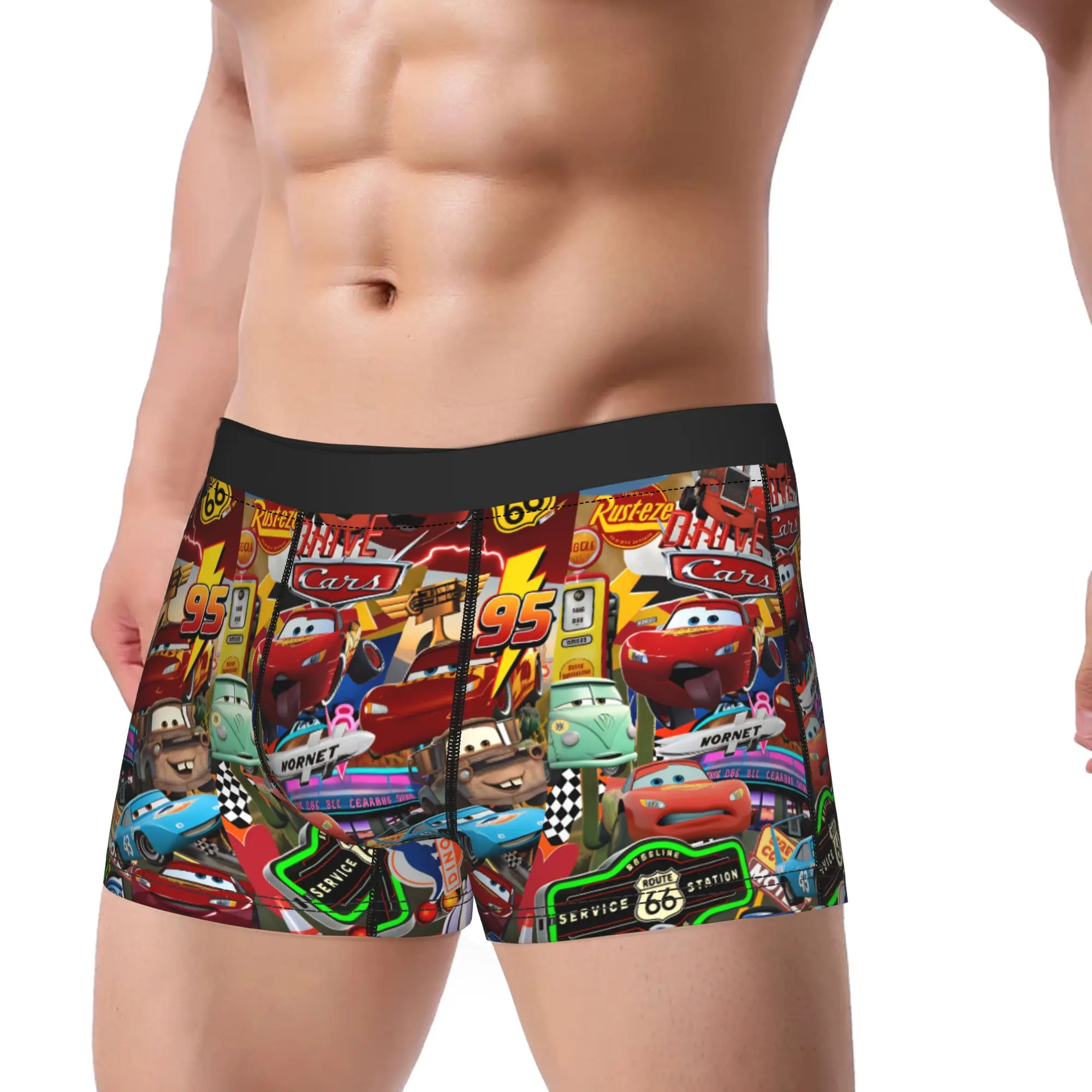 

Lightning McQueen Cars Movie Radiator Retro Collage Trunk Pouch Underwear Trenky Boxer Brief Soft Trend Man Panties Plus Size