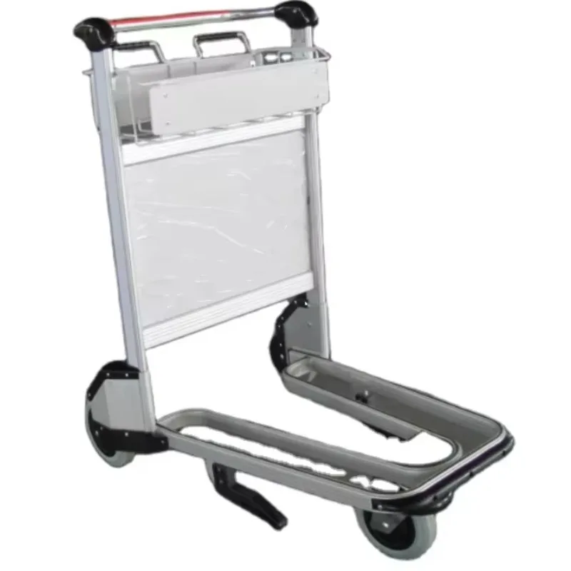Smooth running noiseless aluminum alloy luggage airport trolley with manual automatic brake
