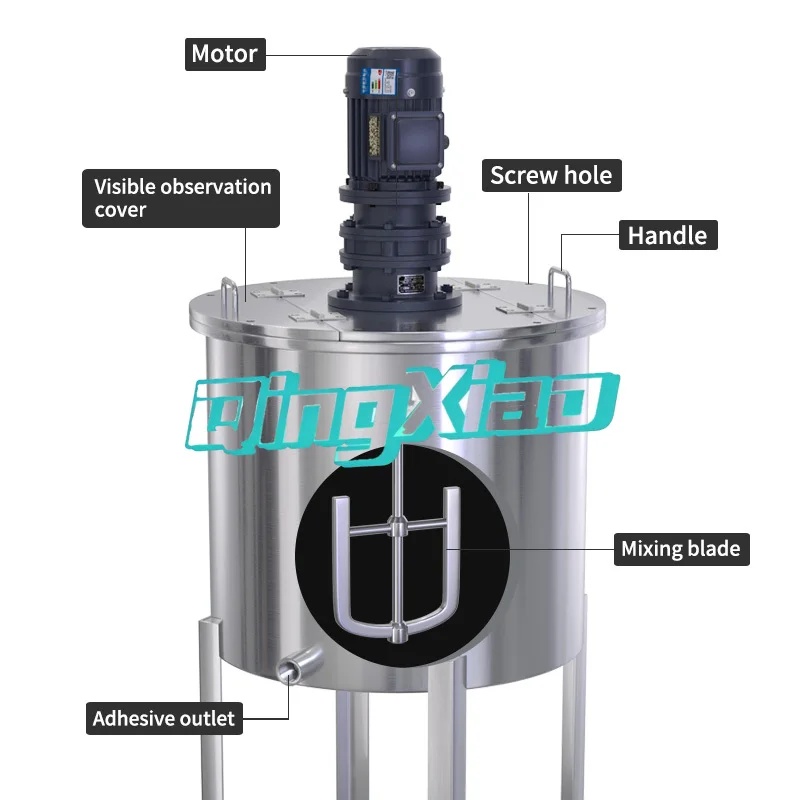 Stainless Steel Mixing Tank Open Top Mixing Barrel Pressure Tank  Industrial Mixer  For Liquid Chemical Cosmetic Food Processing
