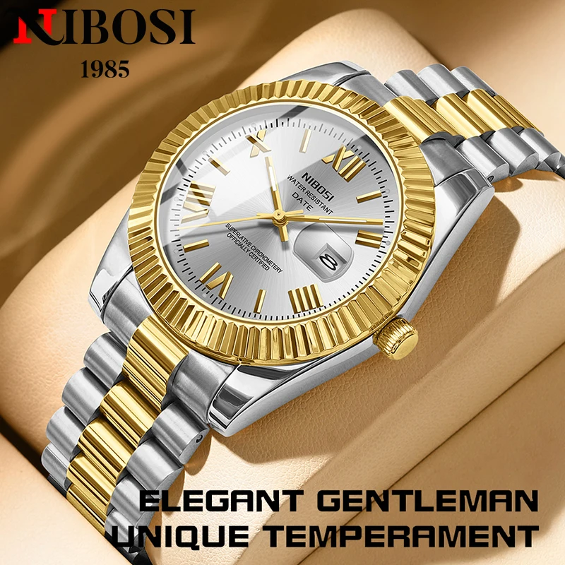 

NIBOSI New Brand Luxury Watch Men Business Waterproof Male Clock Luminous Date Stainless Steel Quartz Mens Watches reloj hombre