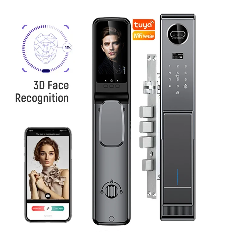 YyhcFashion Home WIFI APP Fully Automatic Face Recognition Lock With Camera Smart Door Lock Fingerprint Lock